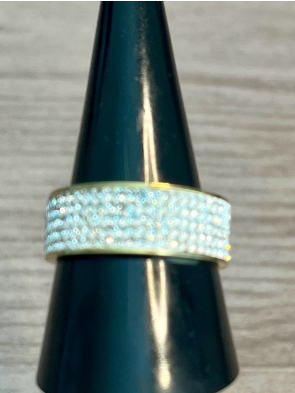 Gold-Tone Pavé Crystal Wide Band Ring - Sparkling White